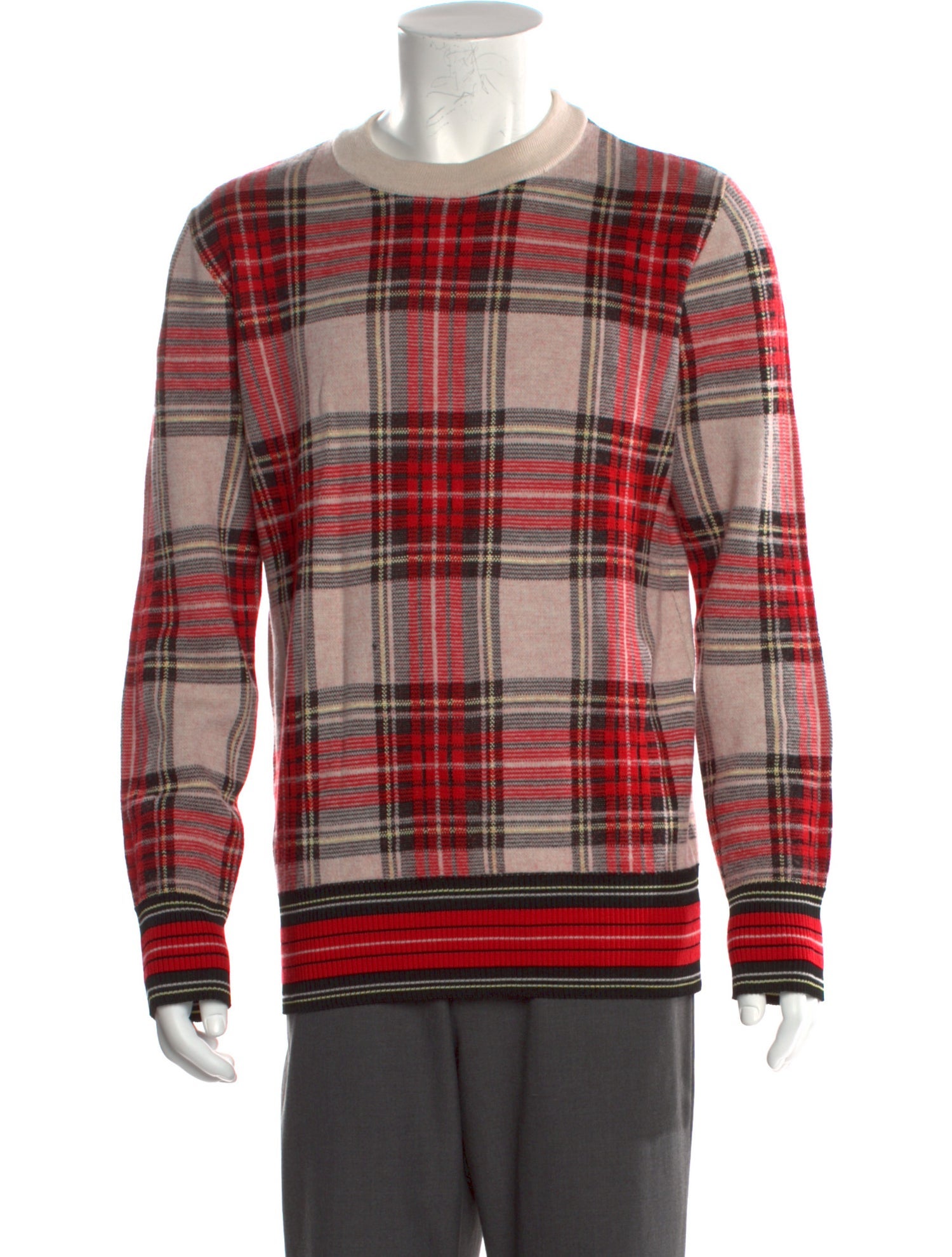 Dries Van Noten Plaid Print Crew Neck Pullover